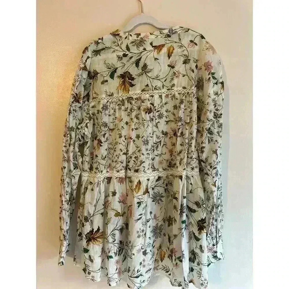 Ginevra for Anthropologie Cottage Core Lace Floral Babydoll Blouse Size Small - Picture 4 of 9